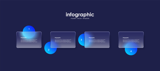 Naklejka premium Four rectangular options or steps for process diagrams, presentations, workflow layouts, banners, and flowcharts. Glass morphism vector design