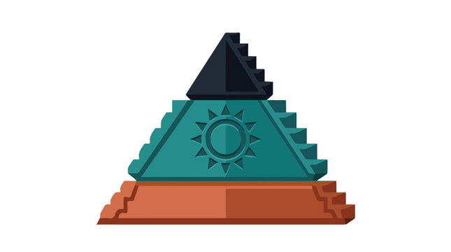 colorful aztec pyramid with geometric shapes in vibrant shades for architectural and cultural design use
