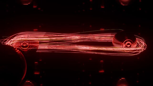 3d rendered animation of entangled particles in a quantum environment.