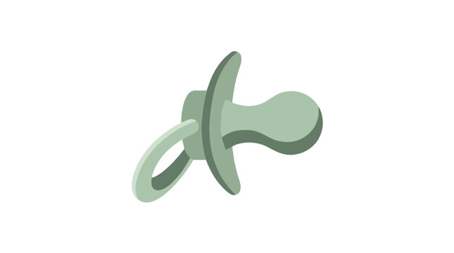 Cute baby pacifier with green handle and soft nipple on black background