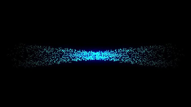 Luxury blue glitter comet trail with glowing sparkle particles, radiant magic shimmer, twinkling fairy stars, elegant glare effects and bright light streak on black background, seamless 4K