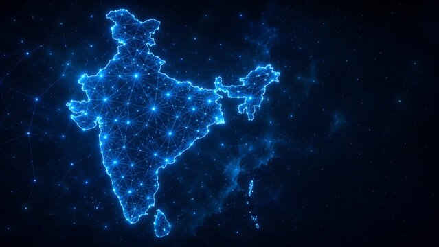 Futuristic Digital India Map Network Technology Background for Independence Day.