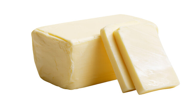 Butter block with two slices cut