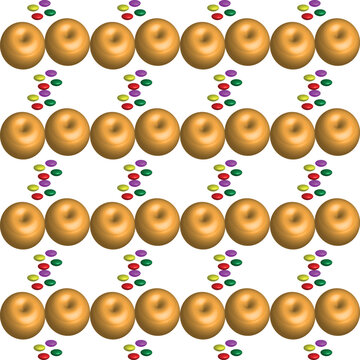 Donut Bakery Seamless Pattern with Colorful Sugar Candy Sprinkles Background for Children Fabric