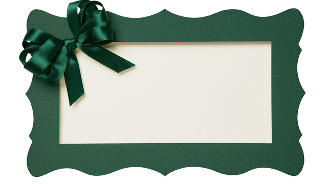 Green decorative frame with satin bow and cream insert