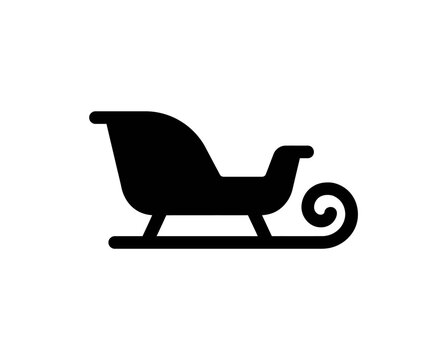 Santa sleigh icon. Christmas sled silhouette for holiday design and winter vector graphics.