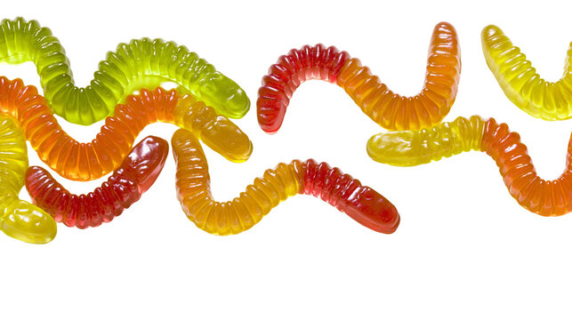 Assorted colorful gummy worms candy
