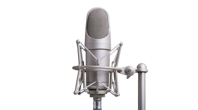 Studio condenser microphone with shock mount on stand
