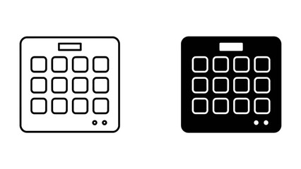 Two types of pad controllers: a line art and a black filled illustration. Representing the diversity of music production tools and creative software interfaces. © mrs