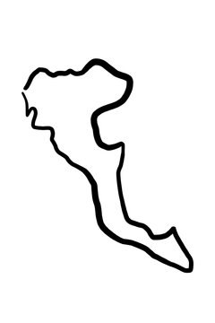 Corfu island map in Greece. Simple outline. Hand drawn simplified style map. Transparent PNG object.