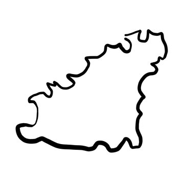 Guernsey island map in the UK. Simple outline. Hand drawn simplified style map. Transparent PNG object.