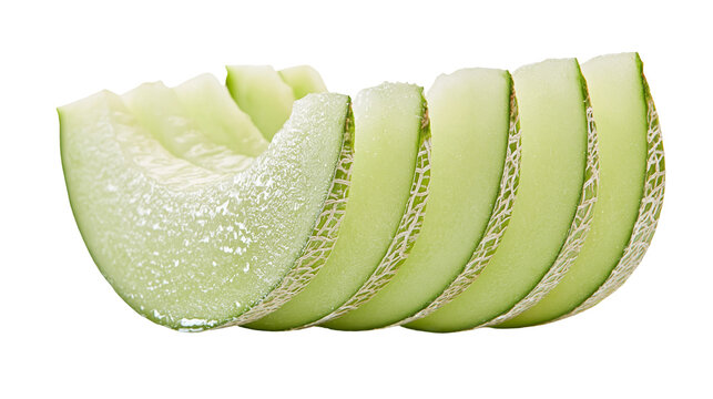 Honeydew melon slices with textured rind