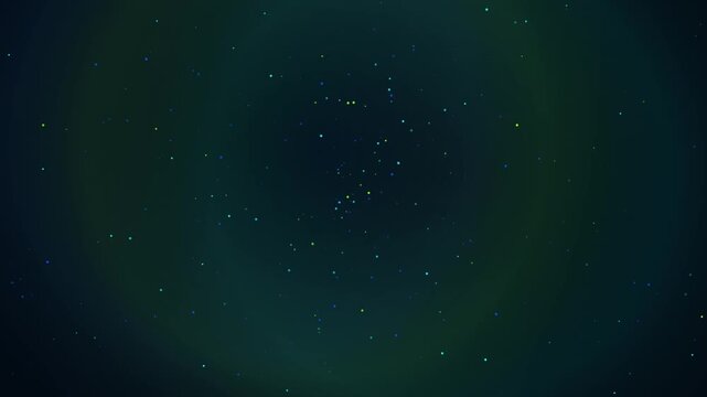 Abstract cosmic particles glowing in dark space motion background