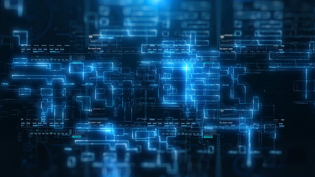 Technology digital line corner structure cyber data network connection concept. Abstract futuristic flowing information with copy space illustration background