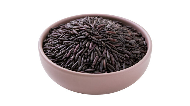 Bowl of black rice grains