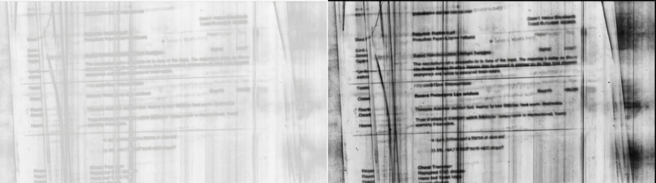 Abstract paper texture with vertical scanner streaks and faded document glitch, overlay effect with digital noise for distressed graphic design, moody background for industrial or urban projects