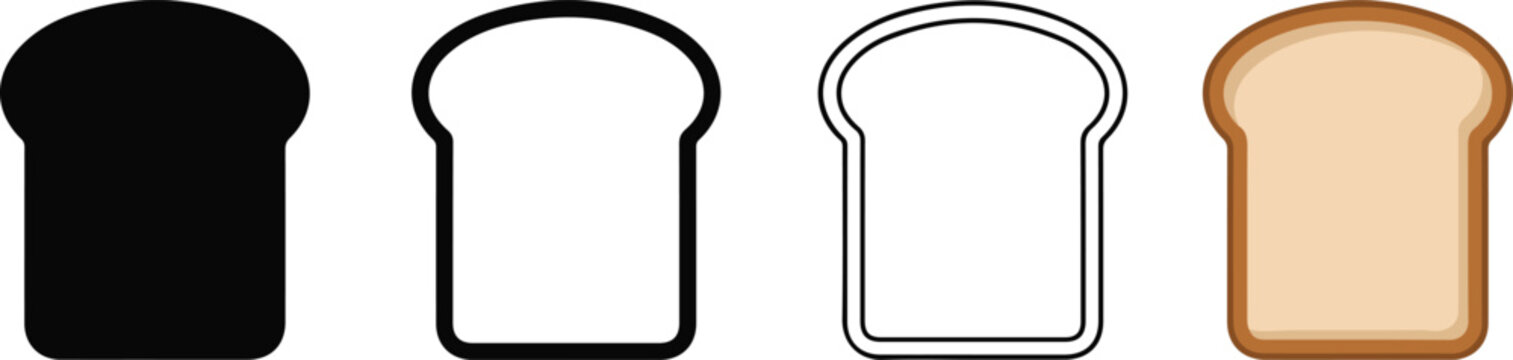 bread slices illustration showing different shading and coloring variations for graphic design projects