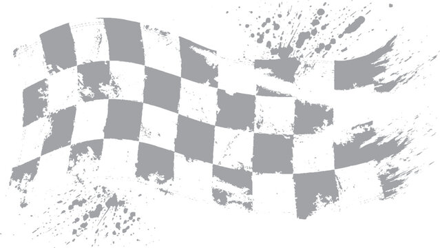 Retro motorsport flag with distressed grunge finish Checkered race flag illustration with paint splash effect