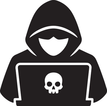 Hooded hacker icon representing cybersecurity, digital threats, ethical hacking, and online protection.