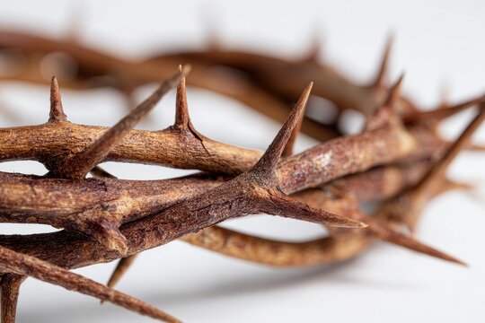 Rustic Crown of Thorns with Soft Lighting Against White