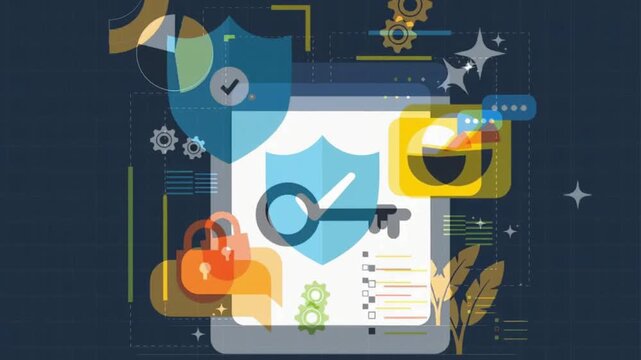 Modern Cyber security concept with characters. Data security, protected access control, privacy data protection. Modern flat style for landing page, web banner, infographics