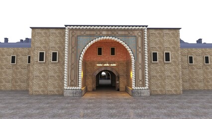 Bursa Koza Han Historic Ottoman Courtyard with Traditional Stone Architecture. Cultural Heritage, Travel Destination, Historic Bazaar © SinemArt