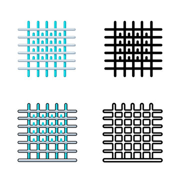 Set of four woven mesh grid patterns in cyan gray black and white colors for design and texture  various woven designs
