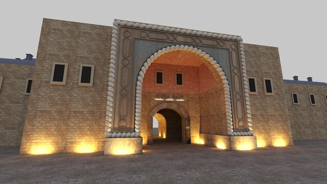 Bursa Koza Han Historic Ottoman Courtyard with Traditional Stone Architecture. Cultural Heritage, Travel Destination, Historic Bazaar