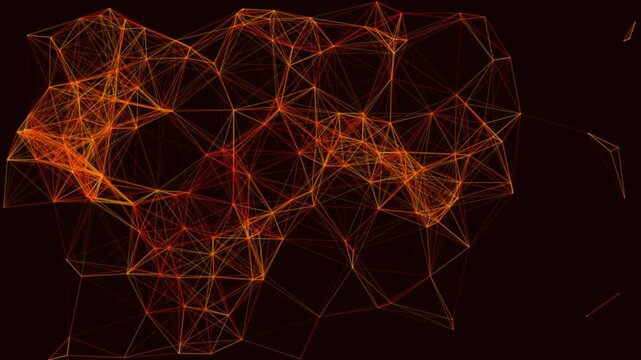 Abstract red and orange digital plexus connection motion background