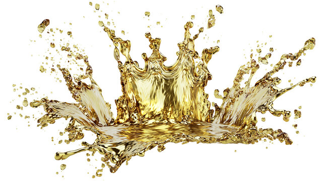 Golden liquid splash crown shape with droplets