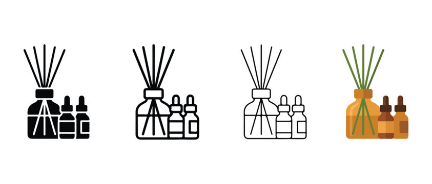 aromatic essential oil diffusers with bottles and plants for home wellness and natural air freshening