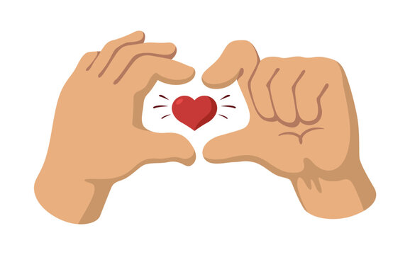 An illustration of human hands forming a heart shape, symbolizing love and affection or a sweet connection between people.