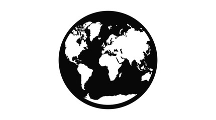 Fototapeta premium Black and White Earth Globe Icon Vector Illustration