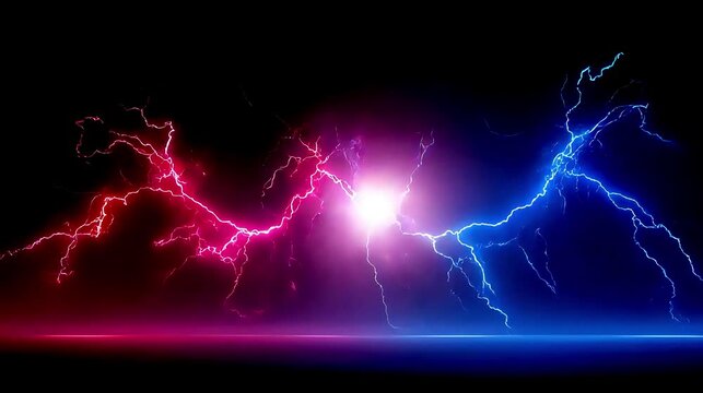 Abstract Red and Blue Electric Energy Collision Background