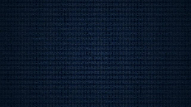 Binary code digital data matrix with glowing blue digits on a dark computer screen grid for cyber security background