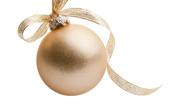 Golden Christmas Ornament with Ribbon Bow