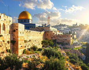 Fototapeta premium Historic Architecture and Walls of Jerusalem Israel