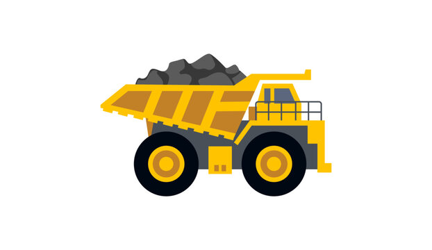 Yellow mining dump truck vector illustration