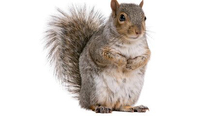 Eastern Gray Squirrel with bushy tail and paws clasped © Elowen