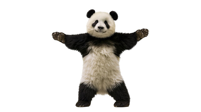 Panda bear standing with arms outstretched