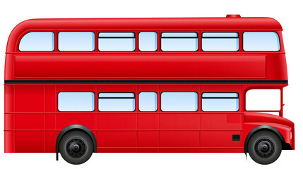 Red double decker bus with blue windows © Elowen