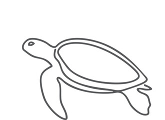 Continuous one line drawing of sea turtle swimming, minimalist outline illustration featuring marine reptile with flippers and shell, symbolizing ocean wildlife, marine conservation, biodiversity. © NoniGopal