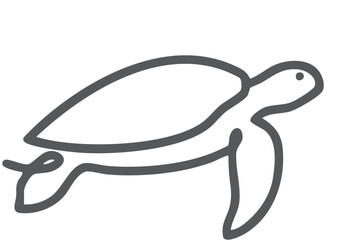 Continuous one line drawing of sea turtle swimming, minimalist outline illustration featuring marine reptile with flippers and shell, symbolizing ocean wildlife, marine conservation, biodiversity. © NoniGopal