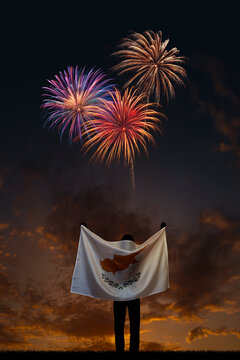 Girl with National flag of Cyprus on Independence day