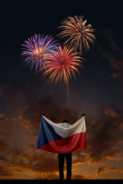 Girl with National flag of Czech Republic on Independence day