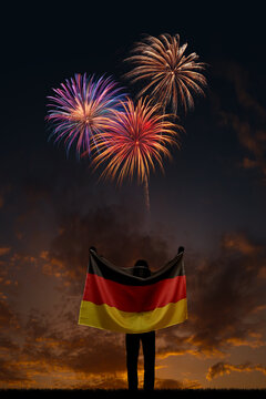 Girl with National flag of Germany on Independence day