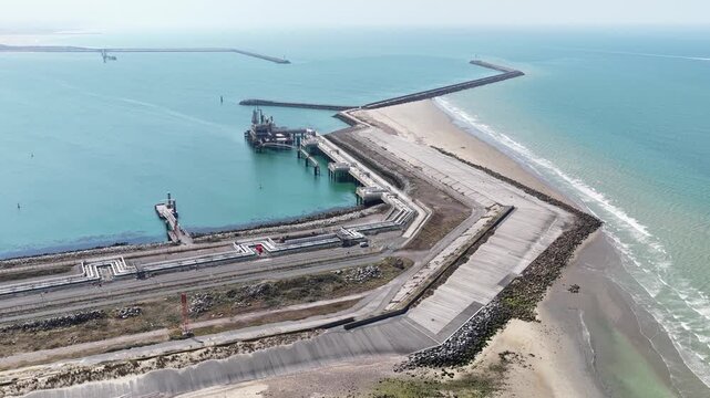 Aerial View of Dunkirk LNG Terminal and Gas Storage Infrastructure