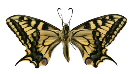 Yellow and black swallowtail butterfly with detailed wing patterns © Elowen