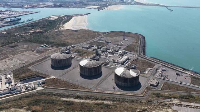 Aerial View of Dunkirk LNG Terminal and Gas Storage Infrastructure