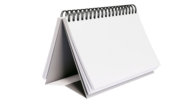 Blank spiral bound desk calendar with white pages